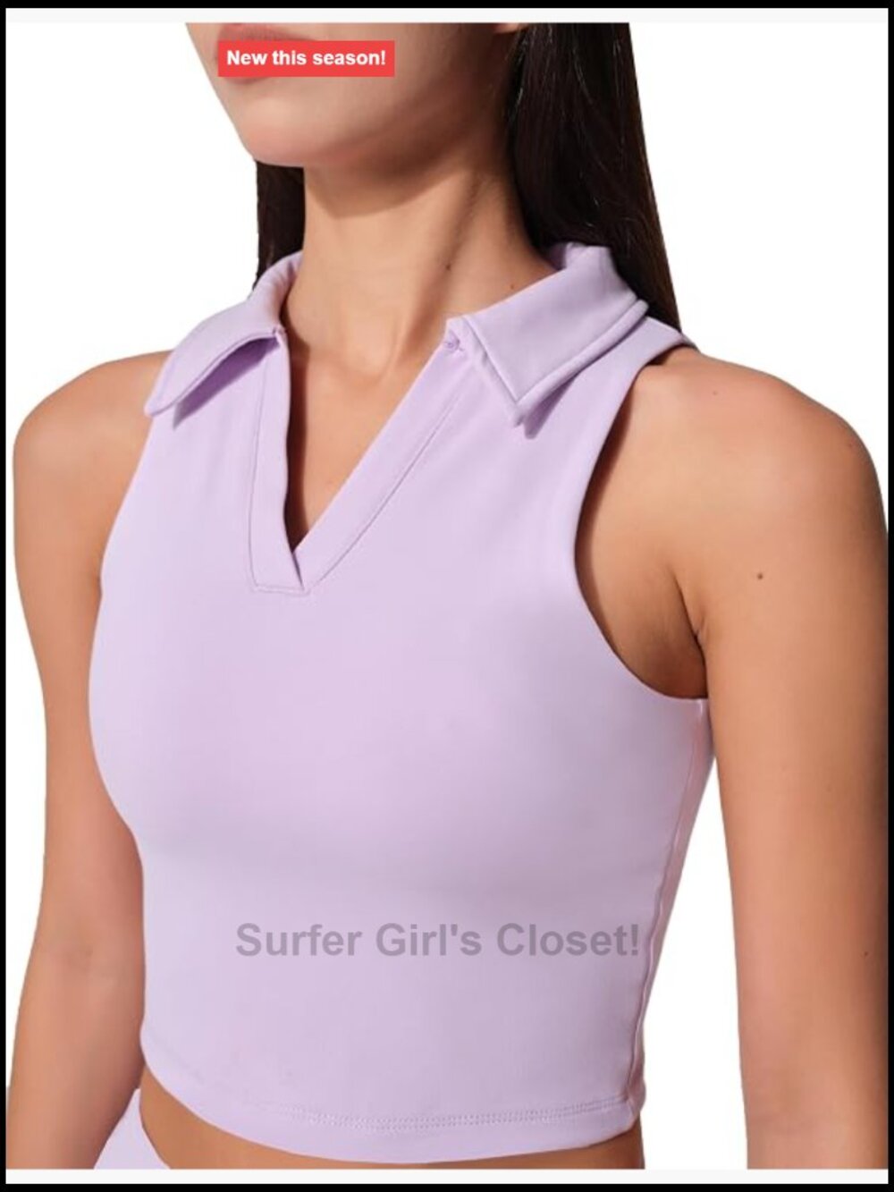 Sleeveless Polo Collar Athletic Crop Tank Top for Women Golf Tennis Workout